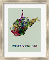 Framed West Virginia Color Splatter Map