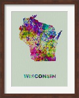Framed Wisconsin Color Splatter Map