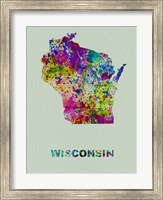 Framed Wisconsin Color Splatter Map