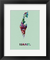 Framed Israel Color Splatter Map