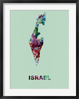 Framed Israel Color Splatter Map