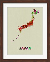 Framed Japan Color Splatter Map