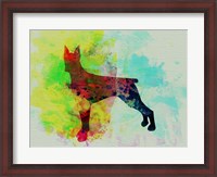 Framed Doberman Pinscher Watercolor