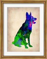 Framed German Sheppard Watercolor