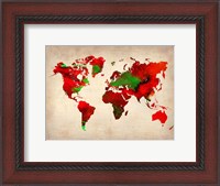 Framed World Watercolor Map 4