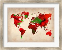 Framed World Watercolor Map 4
