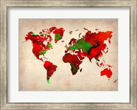 Framed World Watercolor Map 4