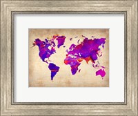Framed World Watercolor Map 5