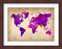 Framed World Watercolor Map 5