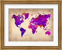 Framed World Watercolor Map 5