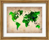 Framed World Watercolor Map 6