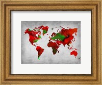 Framed World Watercolor Map 11