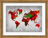 Framed World Watercolor Map 11