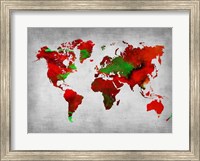 Framed World Watercolor Map 11