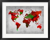 Framed World Watercolor Map 11