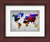 Framed World Watercolor Map 12