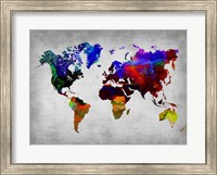 Framed World Watercolor Map 12