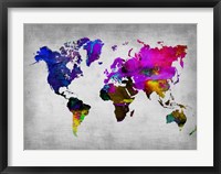Framed World Watercolor Map 13