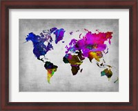Framed World Watercolor Map 13
