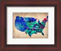 Framed USA Watercolor Map 3