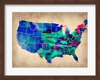 Framed USA Watercolor Map 3