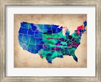 Framed USA Watercolor Map 3