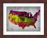 Framed USA Watercolor Map 4