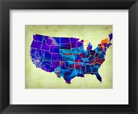 Framed USA Watercolor Map 5