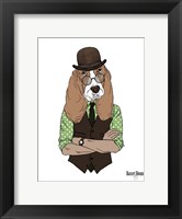 Framed Basset Hound In Retro Style