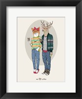 Framed Fox Girl And Deer Boy Hipsters