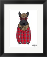 Framed Scottish Terrier In Pin Plaid Shirt