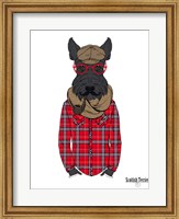 Framed Scottish Terrier In Pin Plaid Shirt