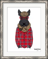 Framed Scottish Terrier In Pin Plaid Shirt