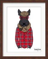 Framed Scottish Terrier In Pin Plaid Shirt