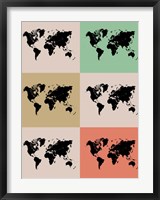 Framed World Map Grid 2