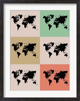 Framed World Map Grid 2