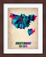 Framed Amsterdam Watercolor Map