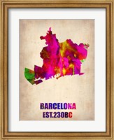 Framed Barcelona Watercolor Map