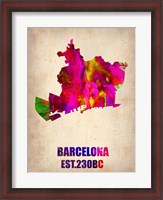 Framed Barcelona Watercolor Map