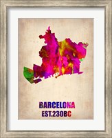 Framed Barcelona Watercolor Map