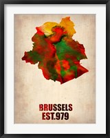 Framed Brussels Watercolor Map