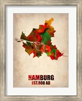 Framed Hamburg Watercolor Map