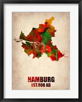 Framed Hamburg Watercolor Map