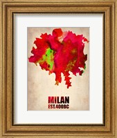 Framed Milan Watercolor Map