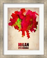 Framed Milan Watercolor Map