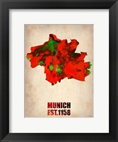 Framed Munich Watercolor Map