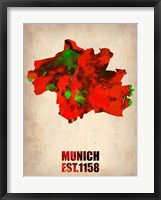 Framed Munich Watercolor Map