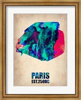 Framed Paris Watercolor Map