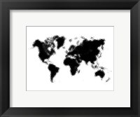 Framed Dotted Black World Map