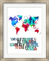 Framed World Map Quote Mahatma Gandi